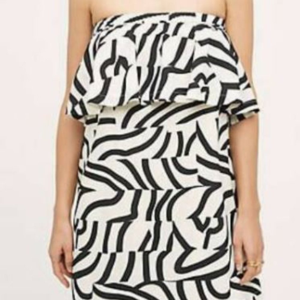 Maeve Strapless black and white dress